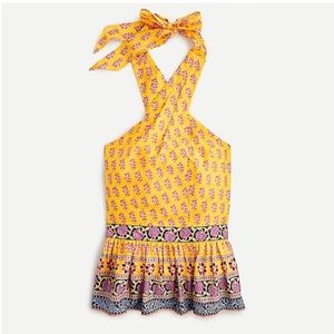 J.Crew Halter peplum top in sunny block print